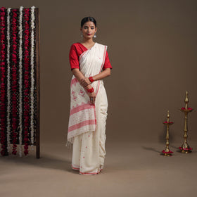 White - handloom cotton phulia jamdani saree 13