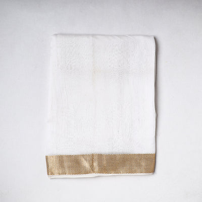 White - Traditional Chanderi Silk Handloom Precut Fabric