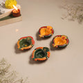 Festive handpainted clay diya (set of 4) 17 - handcrafted