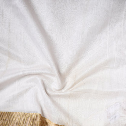 White - Traditional Chanderi Silk Handloom Precut Fabric