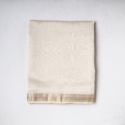 Beige - Traditional Chanderi Silk Handloom Precut Fabric (2.4 meter)