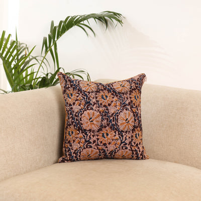 Maroon - Block Print Kalamkari Cushion Cover 25