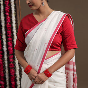 Buy White Handloom Cotton Phulia Jamdani Saree