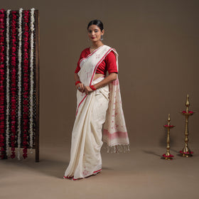 White - handloom cotton phulia jamdani saree 09