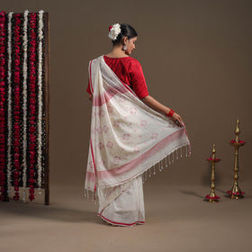 White - handloom cotton phulia jamdani saree 09