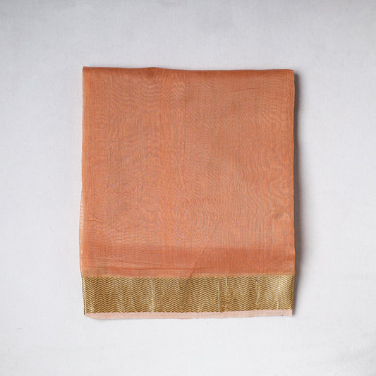 Peach - Traditional Chanderi Silk Handloom Precut Fabric (2.2 meter)
