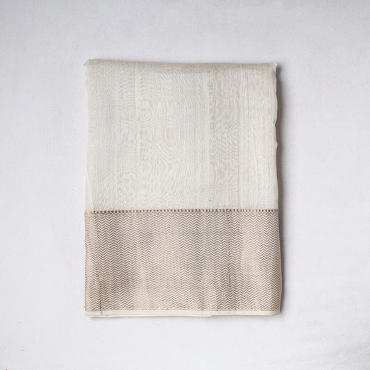 White - Traditional Chanderi Silk Handloom Precut Fabric (1.3 meter)