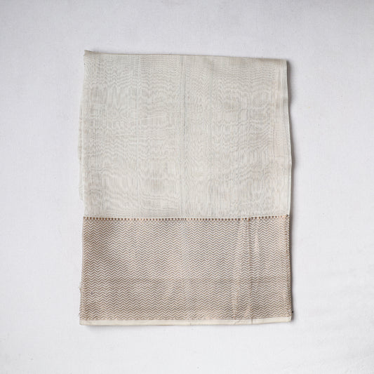 White - Traditional Chanderi Silk Handloom Precut Fabric (0.9 meter)