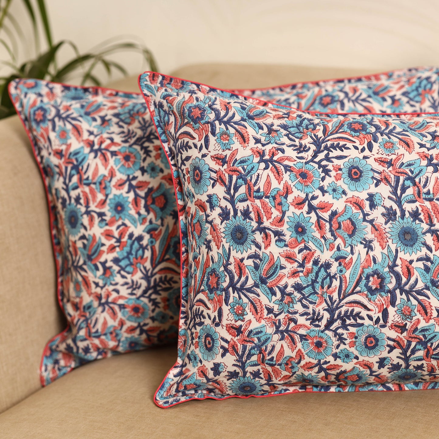 Multicolor - Set of 2 Sanganeri Block Print Pillow Covers 05