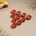 Festive handpainted clay diya (set of 10) 25 - handcrafted