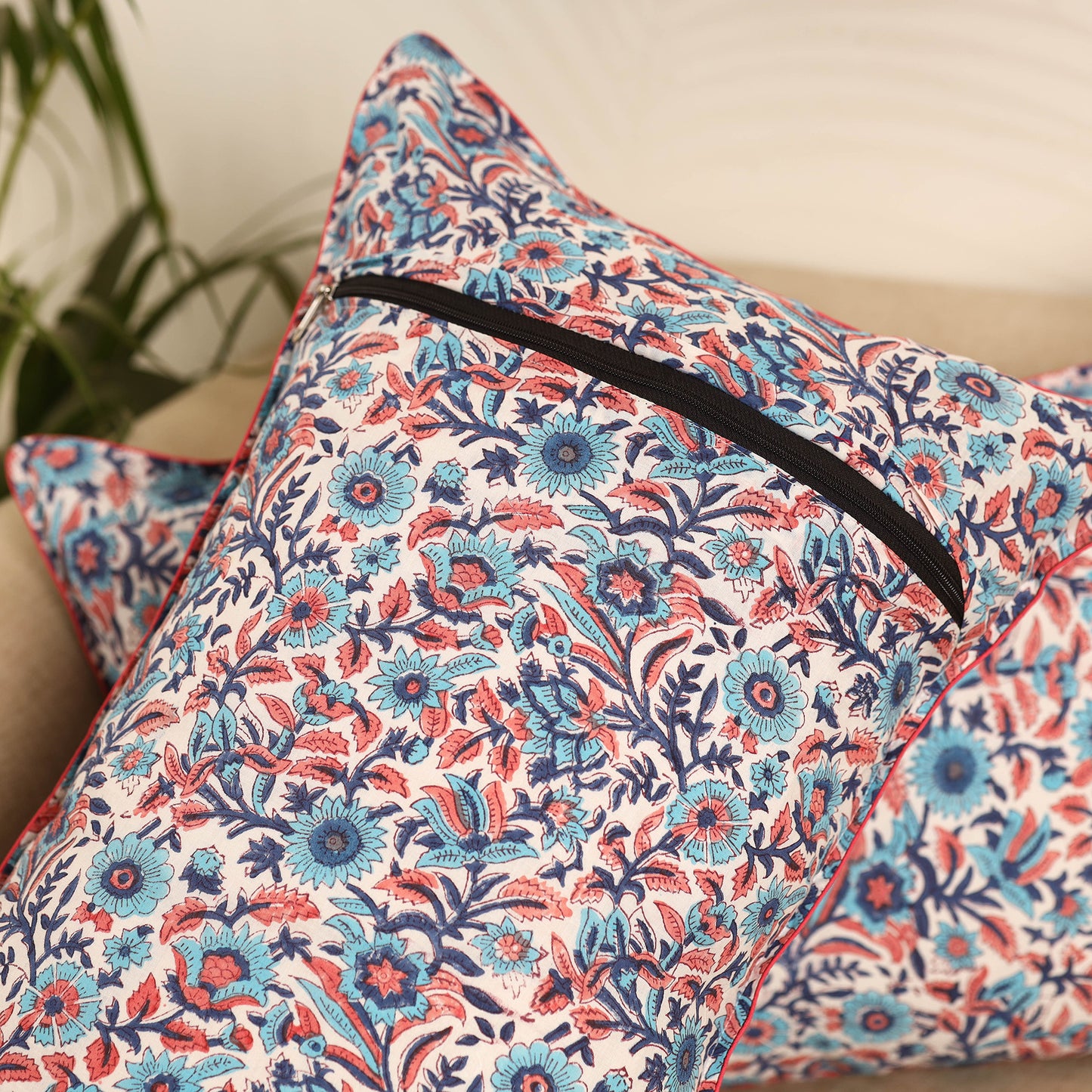 Multicolor - Set of 2 Sanganeri Block Print Pillow Covers 05