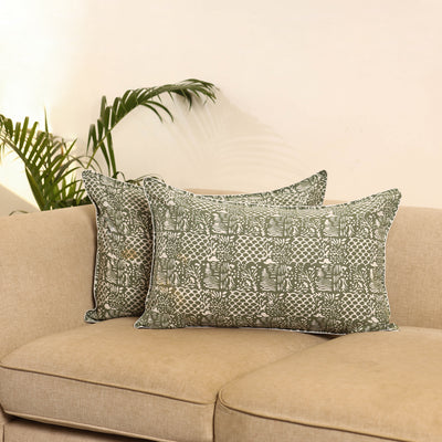 Set of 2 Hand Block Batik Print Pillow Covers 06