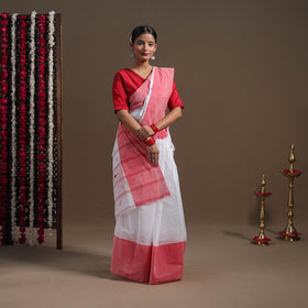 Buy White Handloom Cotton Phulia Jamdani Saree