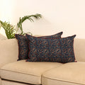 Blue - Set of 2 Bagru Hand Block Print Pillow Covers 08