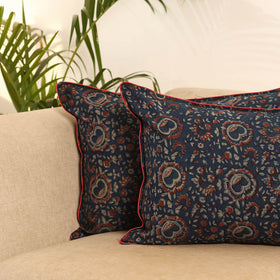 Blue - Set of 2 Bagru Hand Block Print Pillow Covers 08