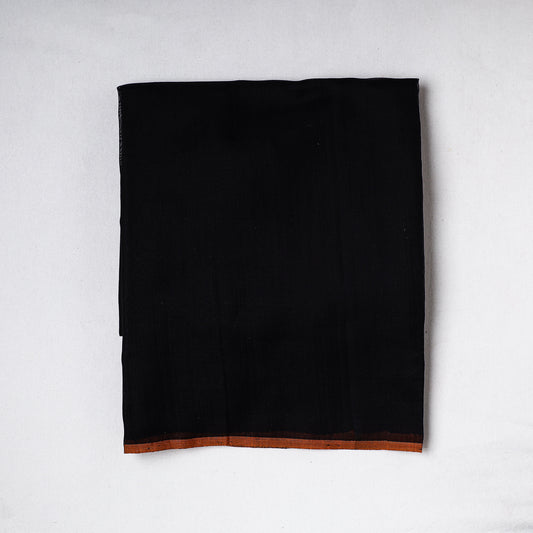 Black - Traditional Chanderi Silk Handloom Precut Fabric (2.4 meter)