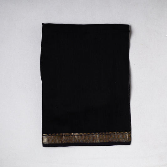 Black - Traditional Chanderi Silk Handloom Precut Fabric (1 meter)