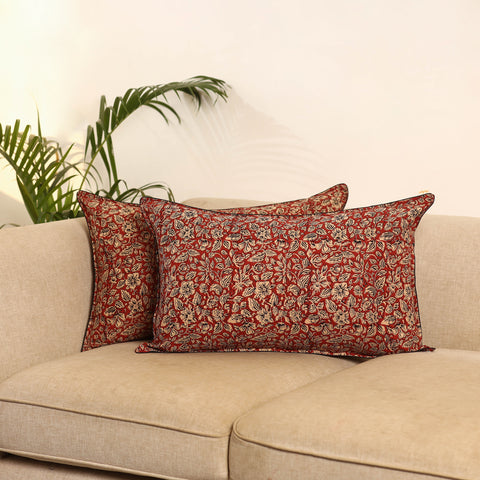 Peach - Set of 2 Bagru Hand Block Print Pillow Covers 11