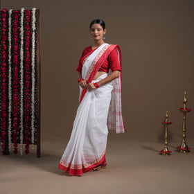  White Handloom Cotton Phulia Jamdani Saree