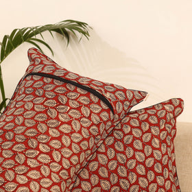 Peach - Set of 2 Bagru Hand Block Print Pillow Covers 14