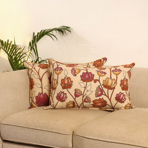 Peach - Set of 2 Kalamkari Printed Pillow Covers 16