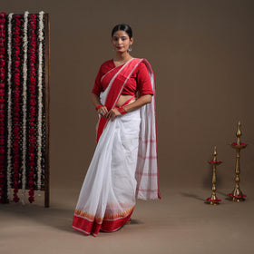 Buy White Handloom Cotton Phulia Jamdani Saree