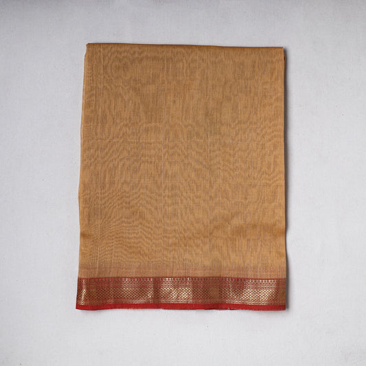 Brown - Traditional Chanderi Silk Handloom Precut Fabric (0.6 meter)