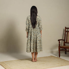 Beige - natural dyed cotton tiered dress 10 - handcrafted