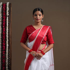 Buy White Handloom Cotton Phulia Jamdani Saree