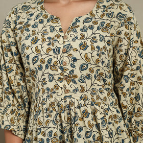 Beige - natural dyed cotton tiered dress 10 - handcrafted