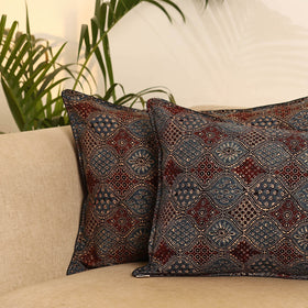 Multicolor - Set of 2 Ajrakh Hand Block Print Pillow Covers 20