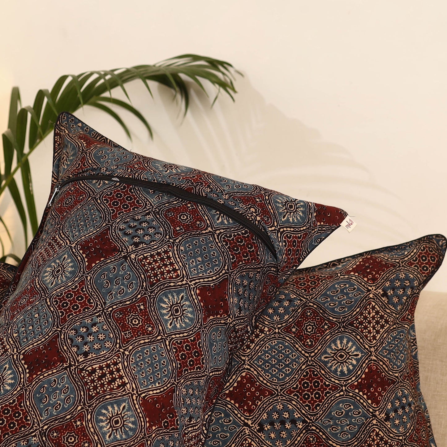 Multicolor - Set of 2 Ajrakh Hand Block Print Pillow Covers 20