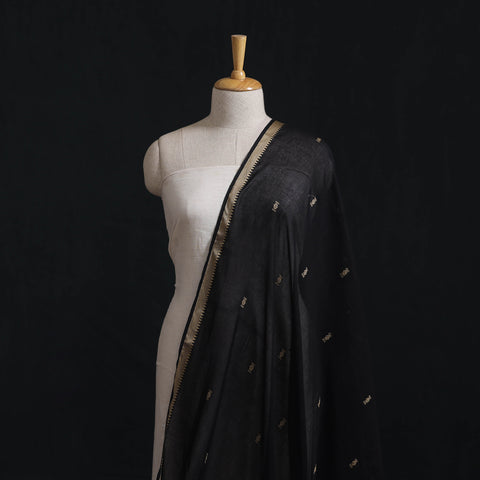 Black - Dharwad Mercerised Cotton Thread Buta Fabric 03