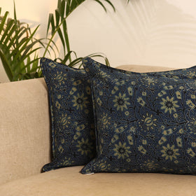 Blue - Set of 2 Ajrakh Hand Block Print Pillow Covers 21