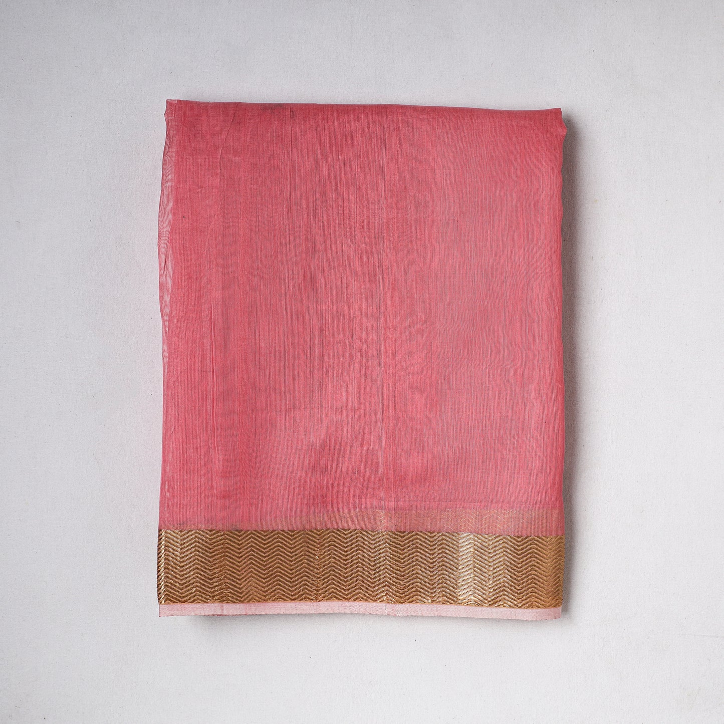 Pink - Traditional Chanderi Silk Handloom Precut Fabric (2.2 meter)
