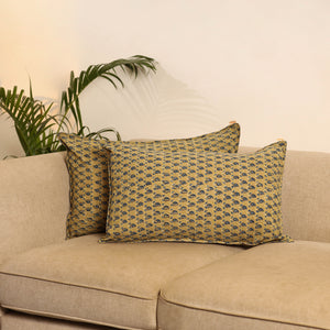 Set of 2 Ajrakh Hand Block Print Pillow Covers 23