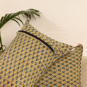 Yellow - Set of 2 Ajrakh Hand Block Print Pillow Covers 23