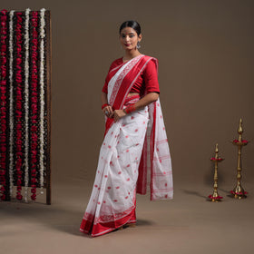 White - handloom cotton phulia jamdani saree 01