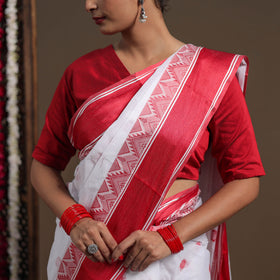 White - handloom cotton phulia jamdani saree 01