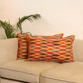 Orange - Set of 2 Pochampally Ikat Weave Pillow Covers 27