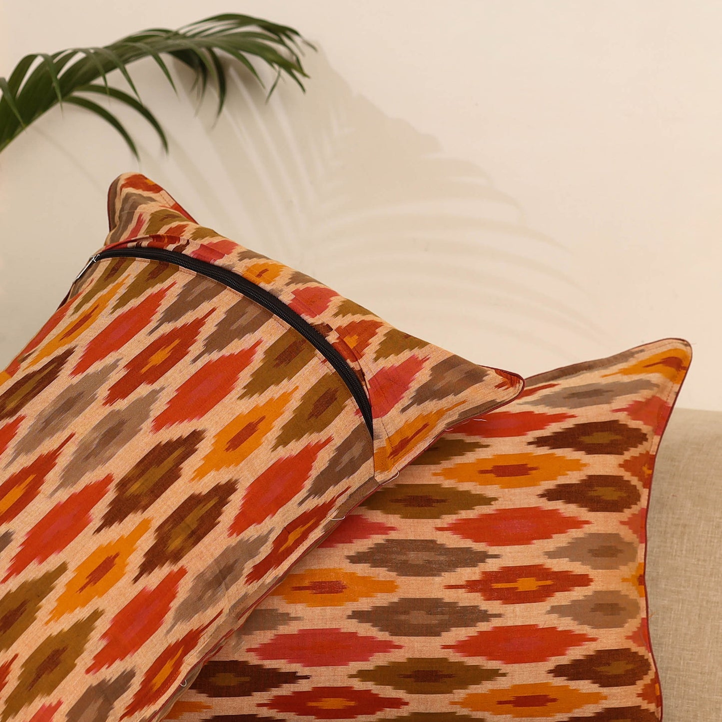 Orange - Set of 2 Pochampally Ikat Weave Pillow Covers 27