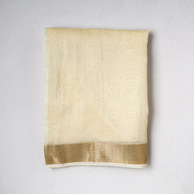 Beige - Traditional Chanderi Silk Handloom Precut Fabric (2.25 meter)