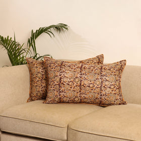 Maroon - Set of 2 Kalamkari Hand Block Print Pillow Covers 30