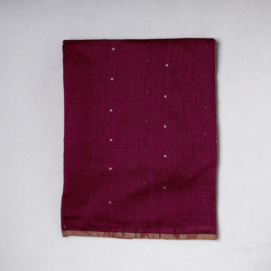 Purple - Traditional Chanderi Silk Handloom Precut Fabric (1.5 meter)