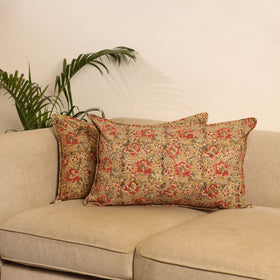 Yellow - Set of 2 Kalamkari Hand Block Print Pillow Covers 32