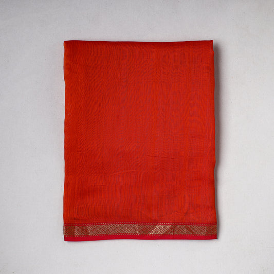 Orange - Traditional Chanderi Silk Handloom Precut Fabric (1.6 meter)