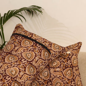 Maroon - Set of 2 Kalamkari Hand Block Print Pillow Covers 35