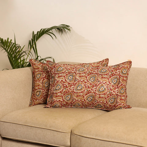 Set of 2 Kalamkari Hand Block Print Pillow Covers 37