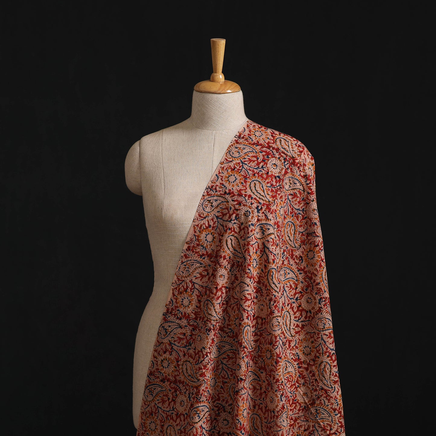 Pedana Hand Block Print Natural Dyed Cotton Kalamkari Fabric 07