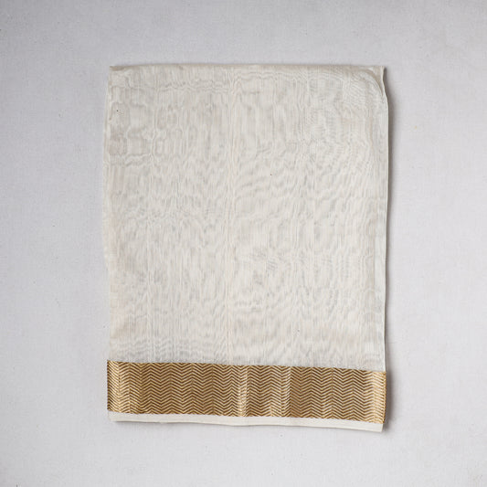 White - Traditional Chanderi Silk Handloom Precut Fabric (1 meter)